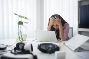 woman stressed at work